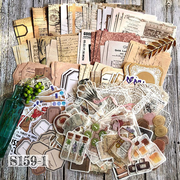 送料無料【S159-1 コラージュ素材】海外シール 紙モノ