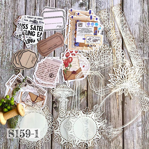 送料無料【S159-1 コラージュ素材】海外シール 紙モノ ジャーナル