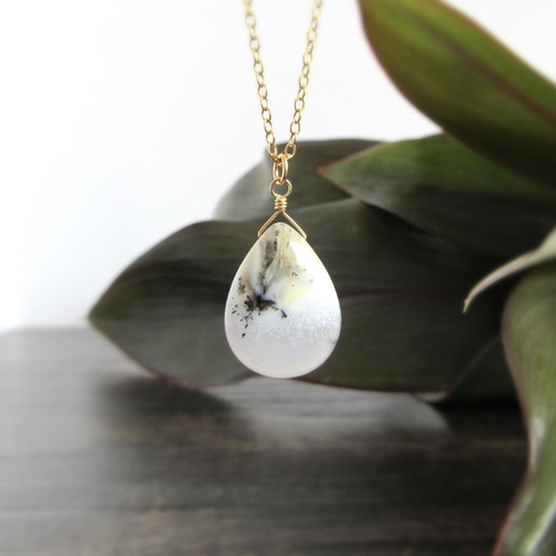 希少】大粒15mm「デンドライトオパール」14kgfネックレス ネックレス  