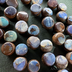 【16粒】【オーストラリア産】ボルダーオパール スムースコイン クレオ穴 ビーズ★ANAM gems 3枚目の画像