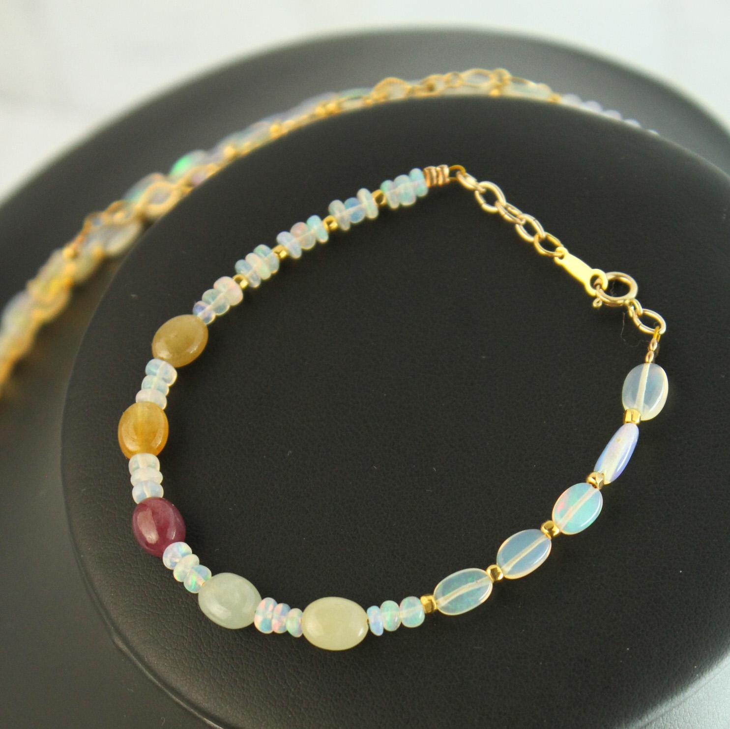 【14Kgf】オパール、ルビー、サファイア　ブレスレット