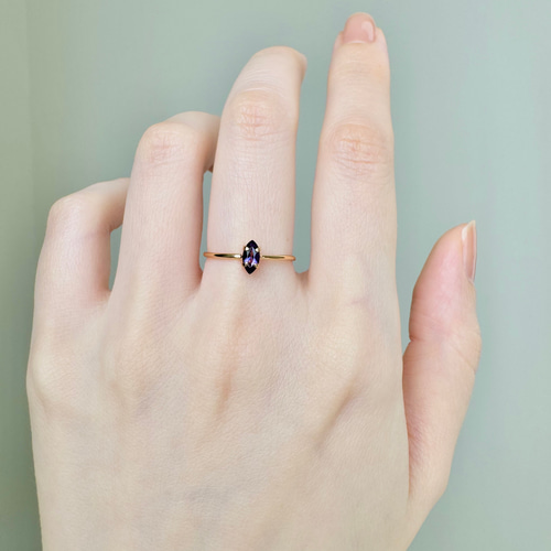 アメジスト リング (マーキスカット) シルバー925・K18コーティング