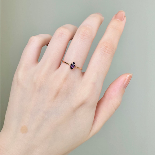 アメジスト リング (マーキスカット) シルバー925・K18