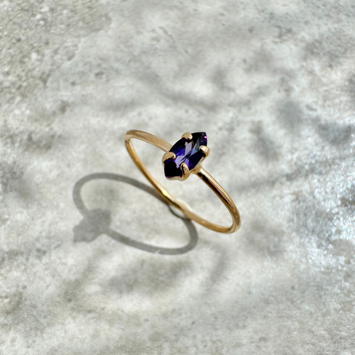 アメジスト リング (マーキスカット) シルバー925・K18