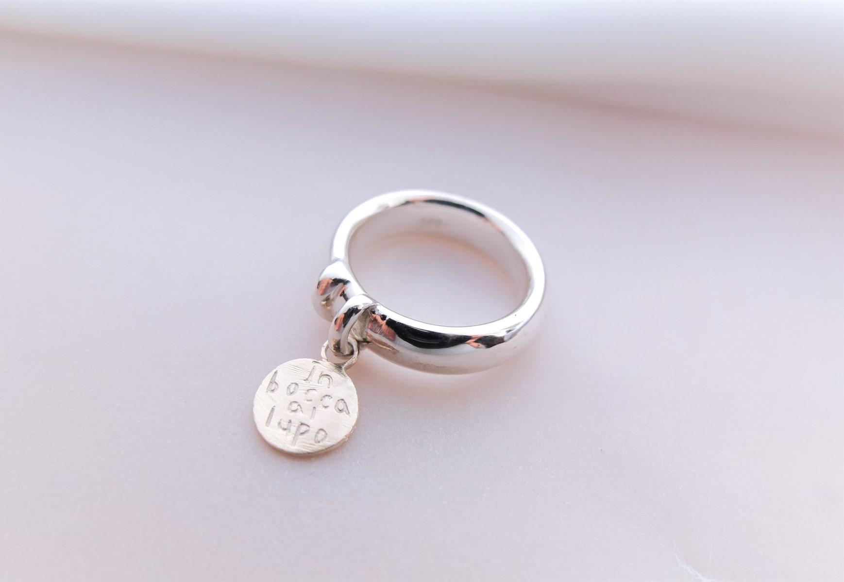 ”幸運を祈る”In bocca al lupo コインリング　K10YG&Silver925