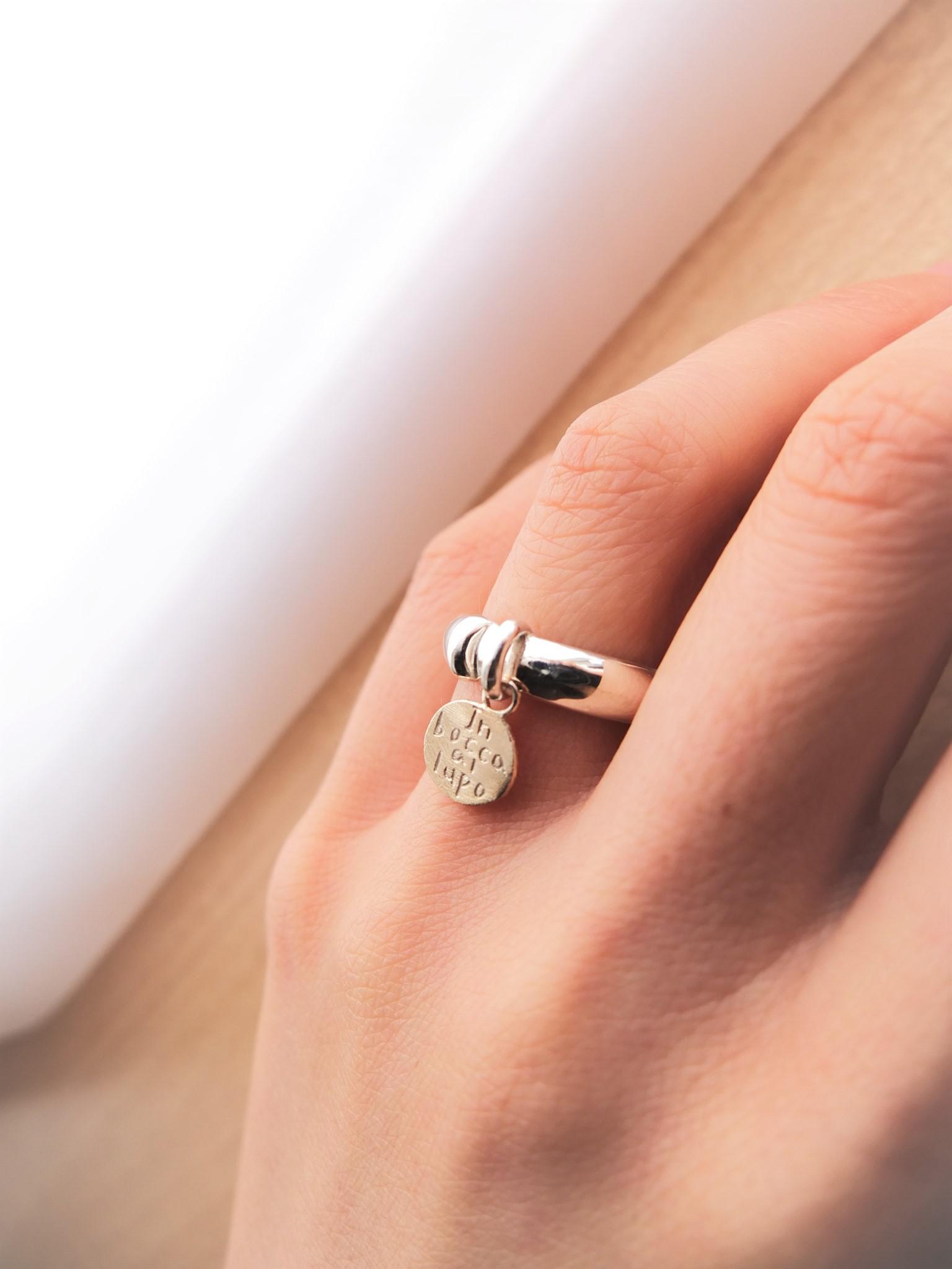 ”幸運を祈る”In bocca al lupo コインリング　K10YG&Silver925