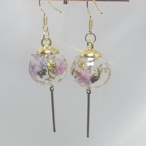 再販まつり2024】再々……販 桜ゴールド 春の風鈴ピアス/イヤリング