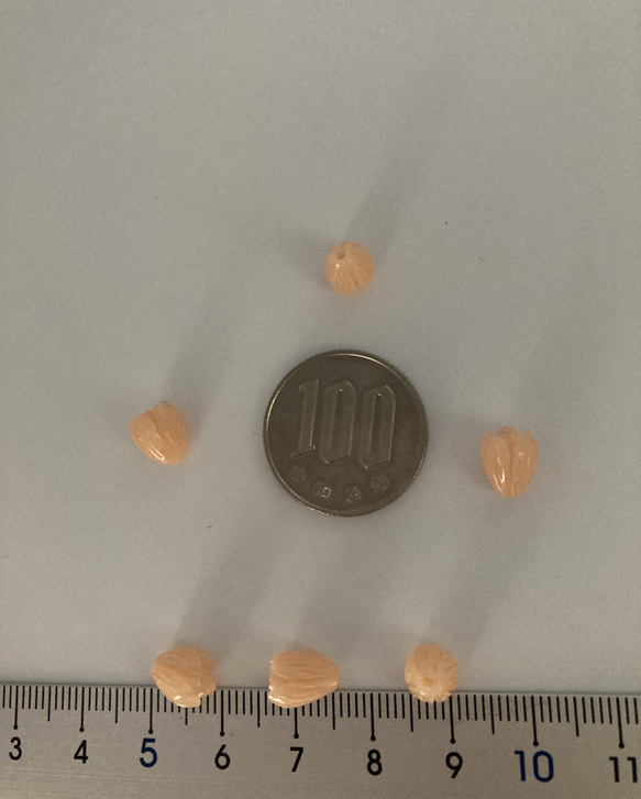 ３点以上送料無料＊再販＊小粒チューリップ：合成珊瑚：淡いコーラルカラー：１０個 3枚目の画像