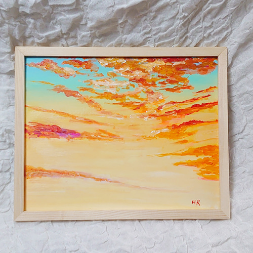 油絵 絵画 【朝焼けの空】 絵画 HR 通販 13704742｜Creema