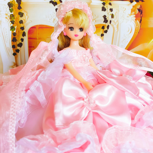 リカちゃん サイズ ピンク フリル リボン プリンセス ドレス