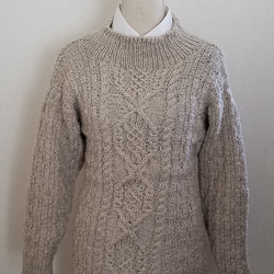 毛100% 手編みセーター 1枚目の画像