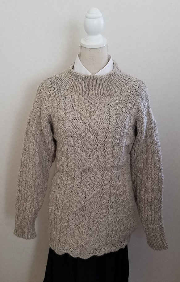 毛100% 手編みセーター 1枚目の画像