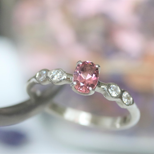 天然ピンクトルマリン0.38カラットのシルバーリング シルバー925 一点