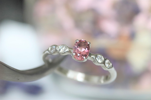天然ピンクトルマリン0.38カラットのシルバーリング　シルバー925　一点物 2枚目の画像