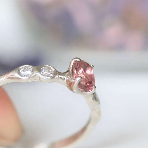 天然ピンクトルマリン0.38カラットのシルバーリング シルバー925 一点