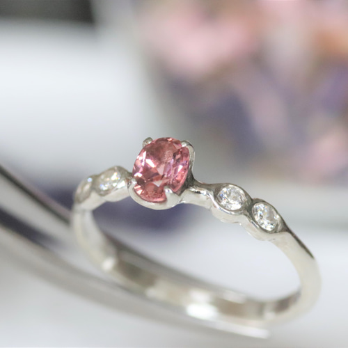 天然ピンクトルマリン0.38カラットのシルバーリング シルバー925 一点