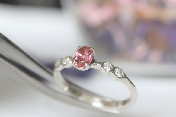 天然ピンクトルマリン0.38カラットのシルバーリング　シルバー925　一点物 1枚目の画像