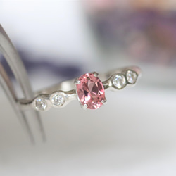 天然ピンクトルマリン0.38カラットのシルバーリング　シルバー925　一点物 4枚目の画像
