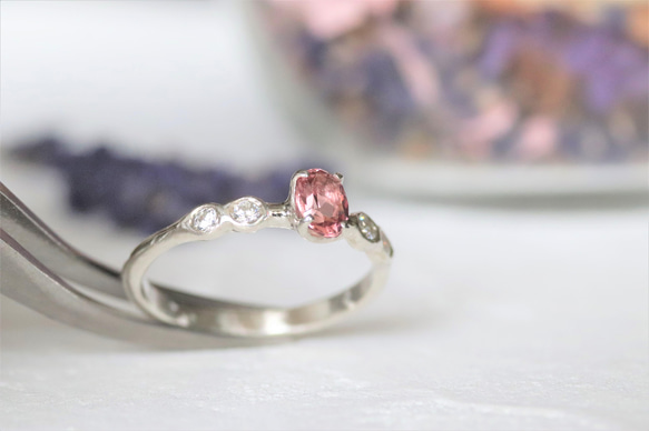 天然ピンクトルマリン0.38カラットのシルバーリング　シルバー925　一点物 5枚目の画像