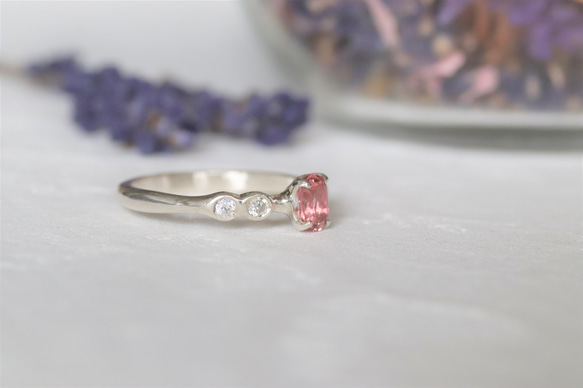天然ピンクトルマリン0.38カラットのシルバーリング　シルバー925　一点物 6枚目の画像
