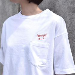 Mommy!!ビッグシルエット 刺繍Tシャツ 《ホワイト・ブラック》トップス　母の日 6枚目の画像