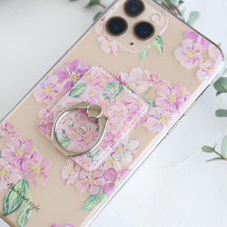 桜のクリアスマホケース　スマホリングセット　全機種対応　iPhone14 Android 2枚目の画像