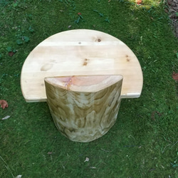 丸太椅子（背もたれ付き）自然素材 2枚目の画像