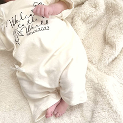 【a-1】新生児 オーガニックコットンのベビー服 コンビ肌着 名入れ 出産祝い 2枚目の画像