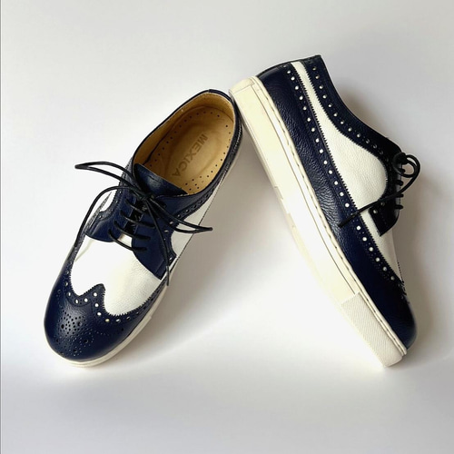 LOUIS VUITTON レザー ウィングチップ スニーカー　ネイビー ◇ネイビー◇無料オーダーメイド◇ウイングチップ◇男女兼用
