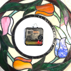 ステンドグラス　壁掛け時計（Ap-49.丸型チューリップ） 4枚目の画像