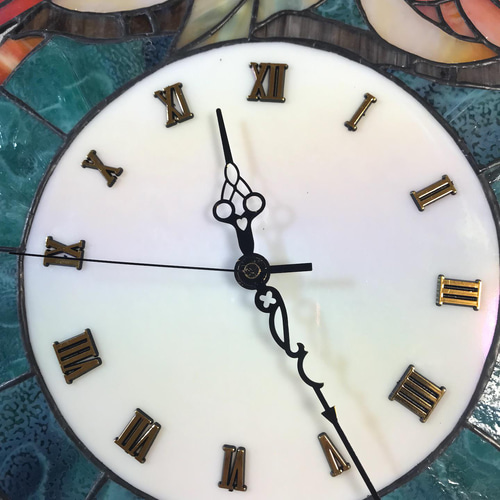 ステンドグラス ぶどうモチーフの壁掛け時計(ウォールクロック)