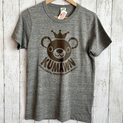 『KUMAWN/クマウン』やわらかTシャツ・ヴィンテージヘザー ・薄手Tシャツ・王冠・クマ 3枚目の画像