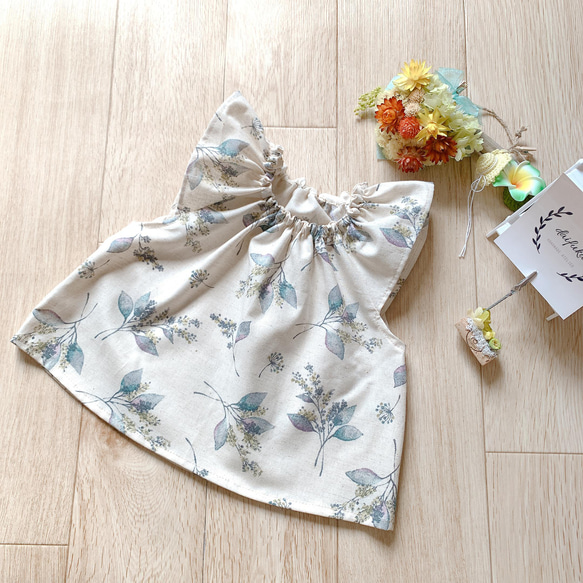 baby✭ラグラントップス ✭コットンリネンリーフフラワー 1枚目の画像