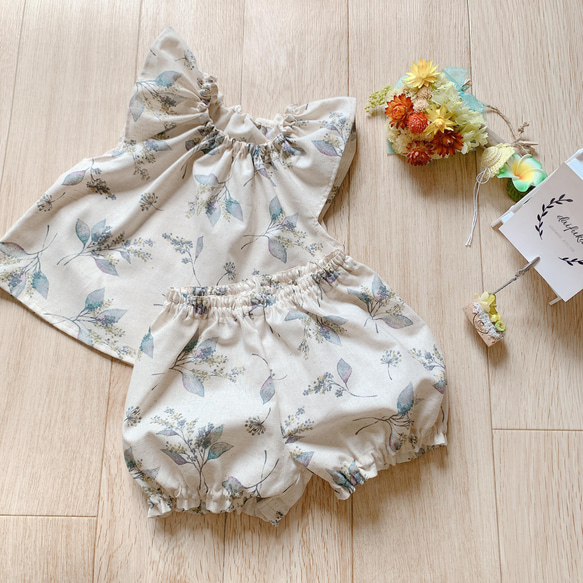 baby✭ラグラントップス ✭コットンリネンリーフフラワー 4枚目の画像