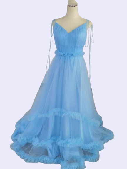 カラードレス 2次会/合コン/デート 水色   ラッフルフリル キャミソール 前撮り 可愛い