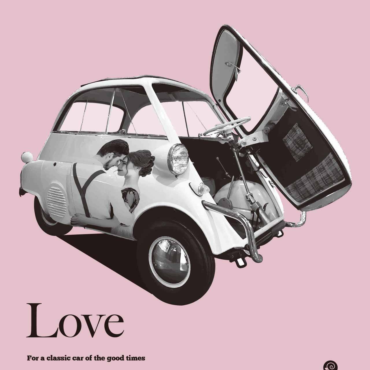 Love car クルマ　アートポスター　アート　ポスター A4A3A2A1　アート/sei検索　c-267-2