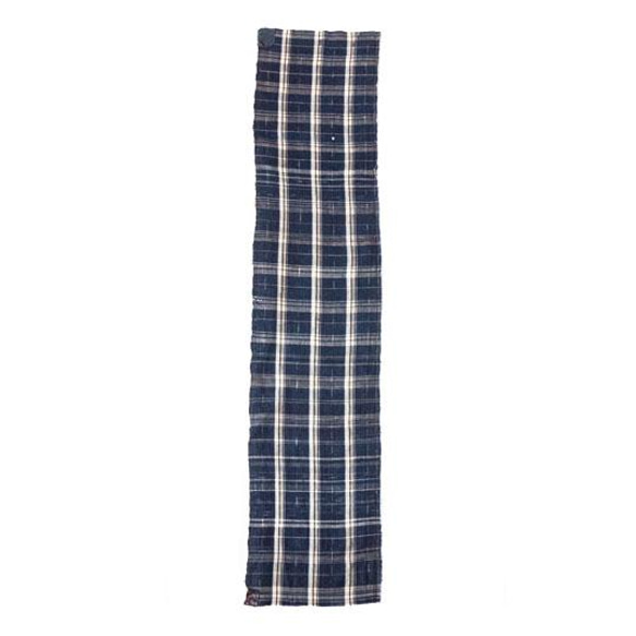 BORO original fabric Japanese indigo check scarf 155x34cm 1枚目の画像