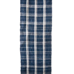 BORO original fabric Japanese indigo check scarf 155x34cm 2枚目の画像