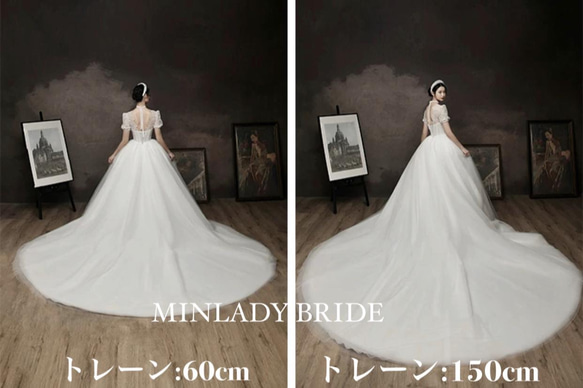 ma556 パフスリーブ　ヴィンテージ　ウェディングドレス 3枚目の画像