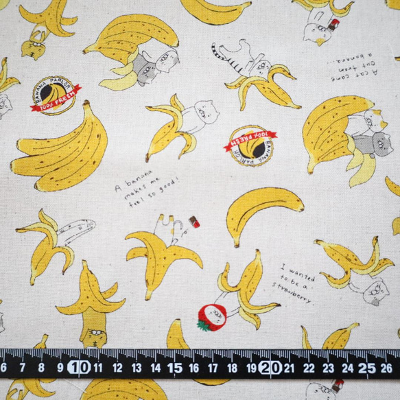 【完成品】40cm x 35cm ランチョンマット バナナ　ねこ　猫　ネコ　サイズオーダー 3枚目の画像