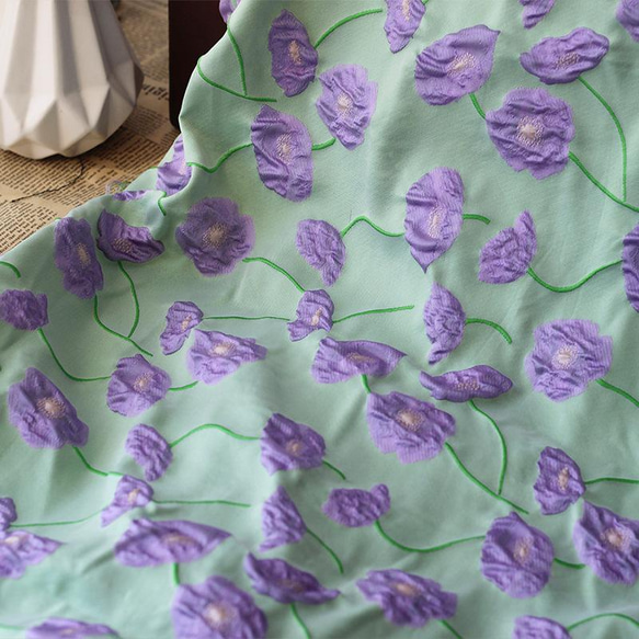 さわやかなレリーフ朝顔花柄 2色 ジャカード織りの生地 [2749] 9枚目の画像