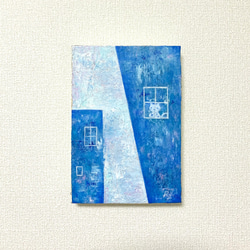 原画 油絵 青の彼方 海のアート 絵画 抽象画 F4号 青緑×白