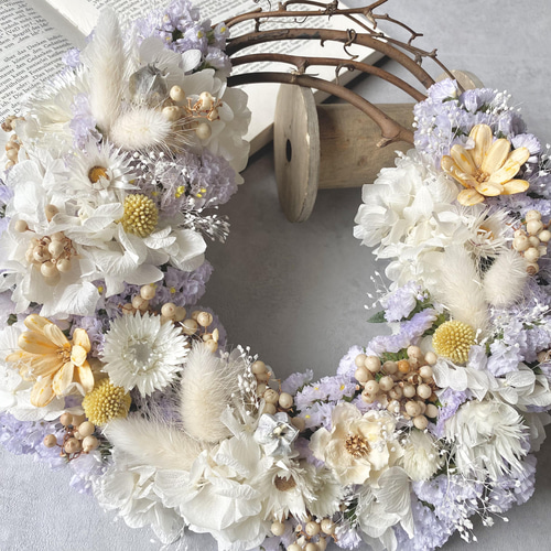 スターチスと紫陽花のドライフラワーリース リース howdy flower 通販 