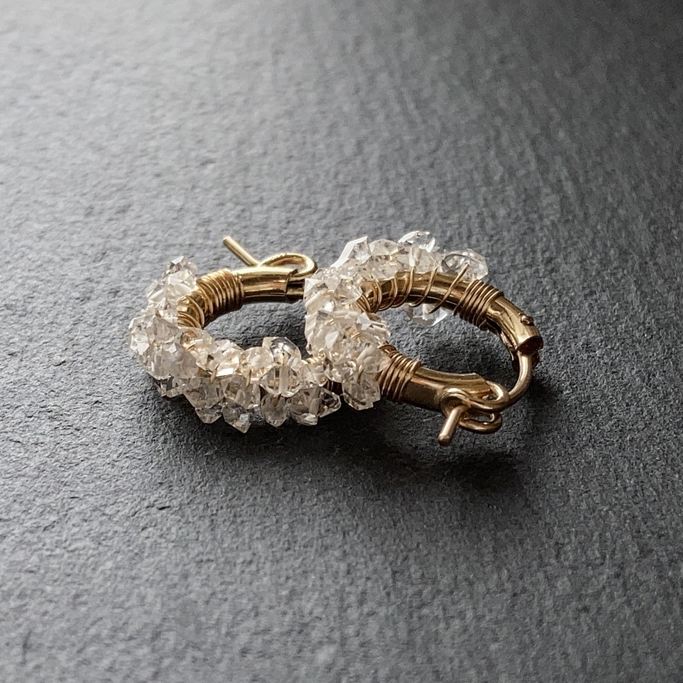 ●ハーキマーダイヤモンドつぶつぶ・フープピアスorイヤリング