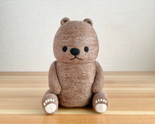 ずっしり存在感！羊毛フェルトのおすわりベア[大きいサイズ]【受注生産