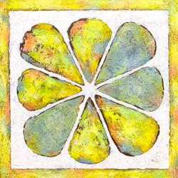 原画 油絵 レモンフラワー レモンのアート 抽象画  S4号 イエロー×ホワイト モダンアート 4枚目の画像