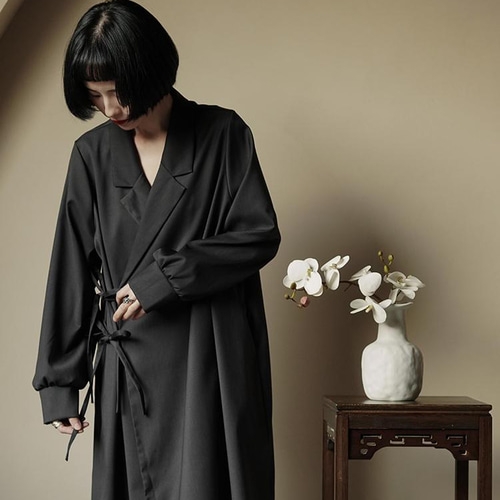 着物風ワンピースコート ブラックグレー ジャケット RANER 通販
