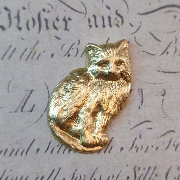 BEHOLD 猫 1個 ネコ cat 真鍮製 アメリカ製 パーツ スタンピング