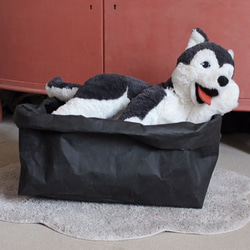 即納｜底35 x 45cm ゆったり丈夫なウォッシャブルペーパー 猫 ペット ベッド おもちゃ 収納箱（ブラック） 1枚目の画像