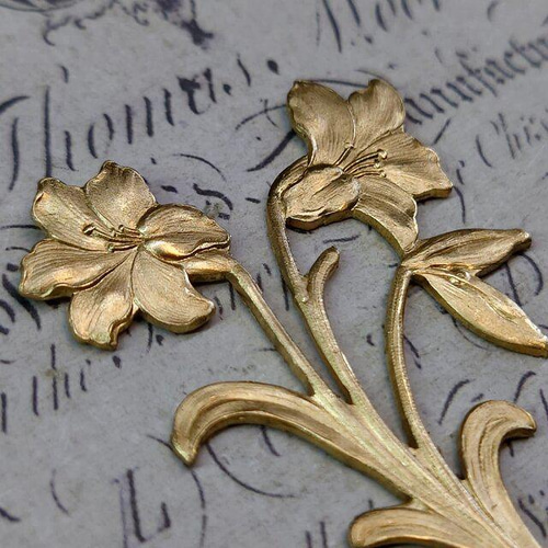 BEHOLD 百合 1個 リリー フラワー 花 植物 真鍮製 アメリカ製 パーツ